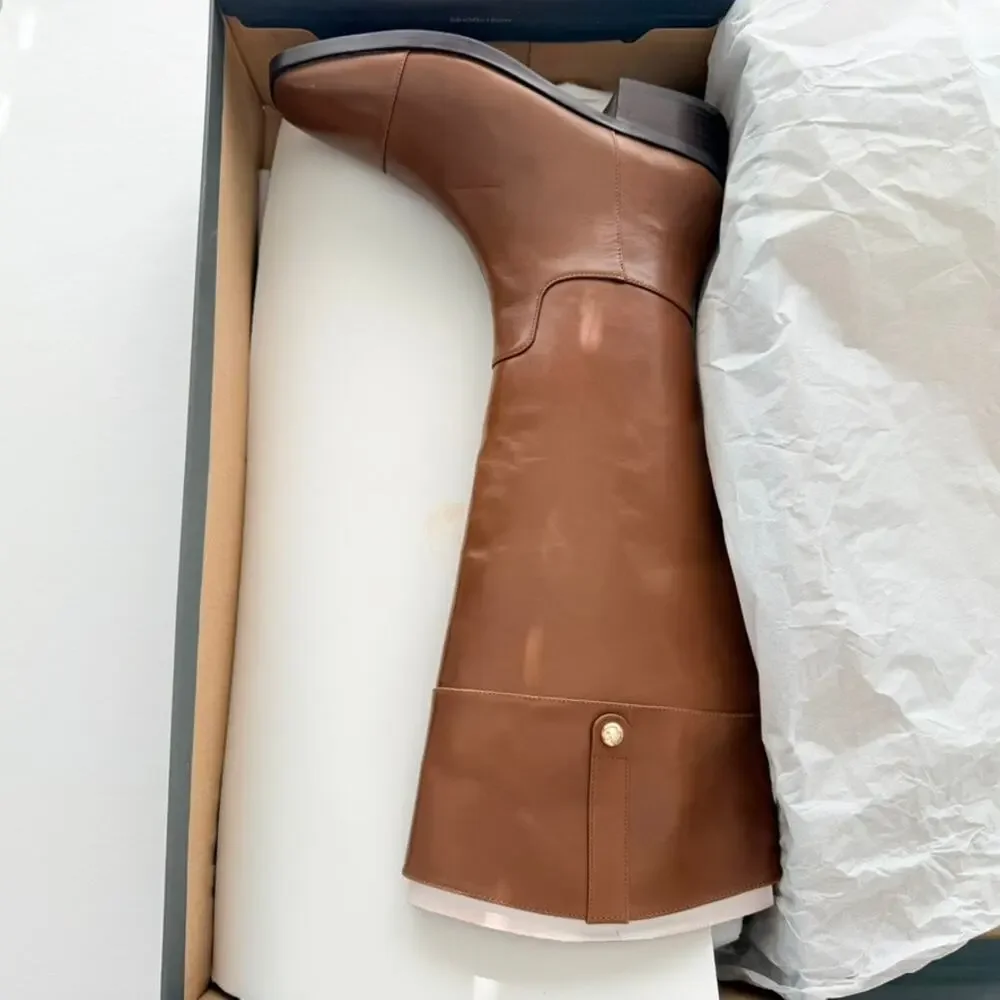 Ann Taylor Ladies Equestrian Tall Riding Boots NEW Size 9 Leather Pecan Brown
